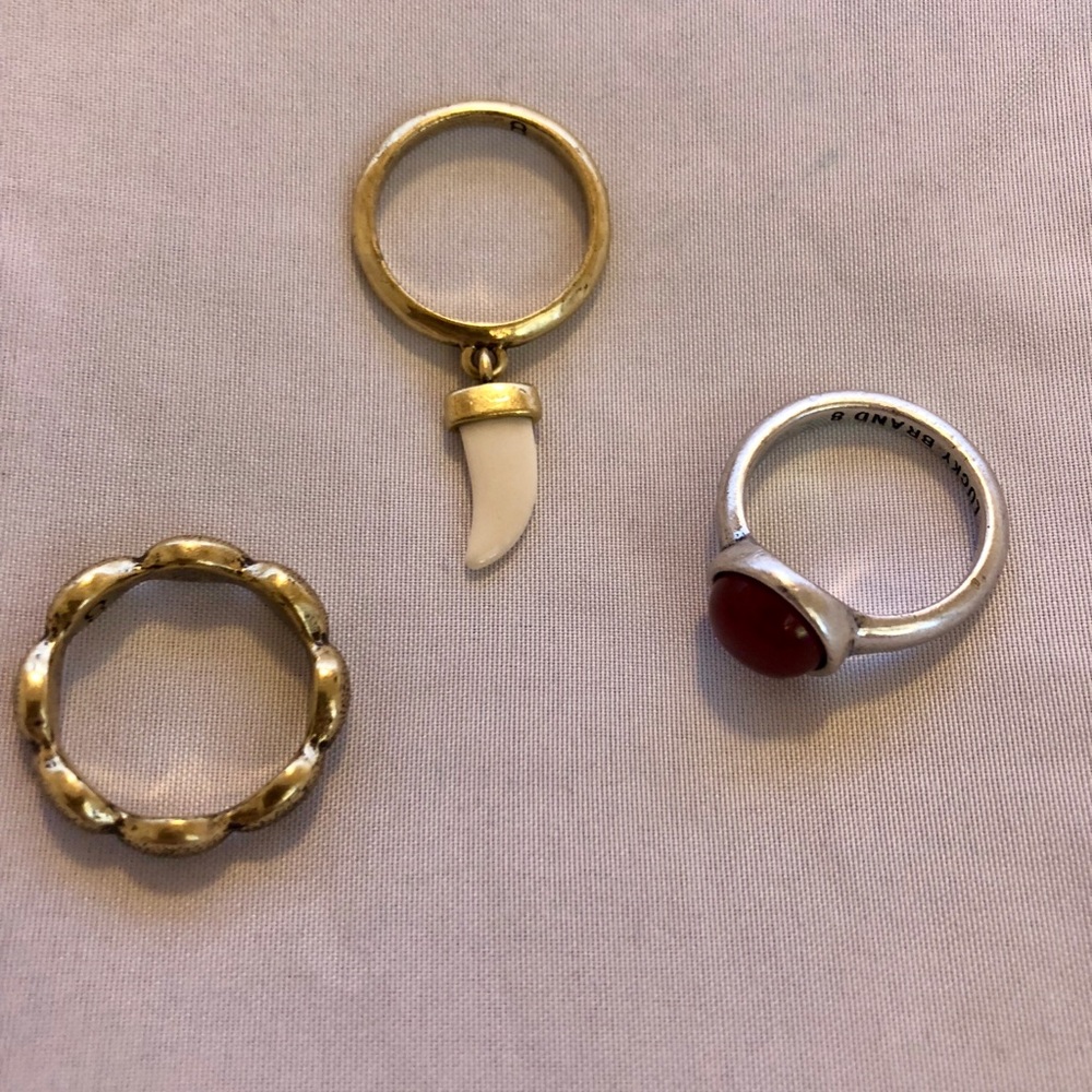 Set of 3 Lucky Brand rings size 8